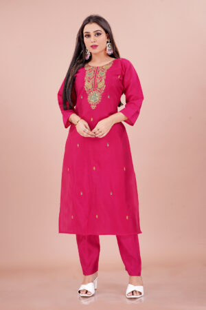 Elegant Pink Embroidered Kurta Set