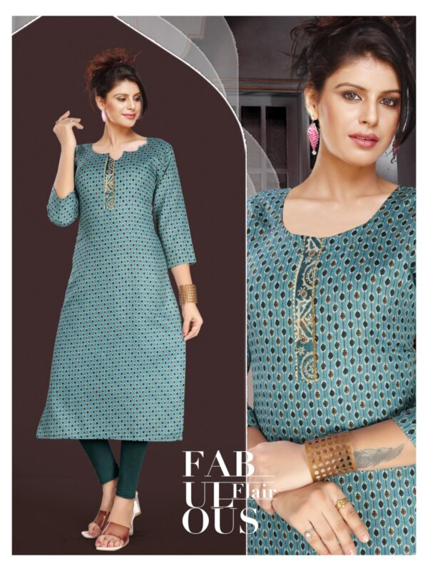 Chic Teal Blue Geometric Print Kurti